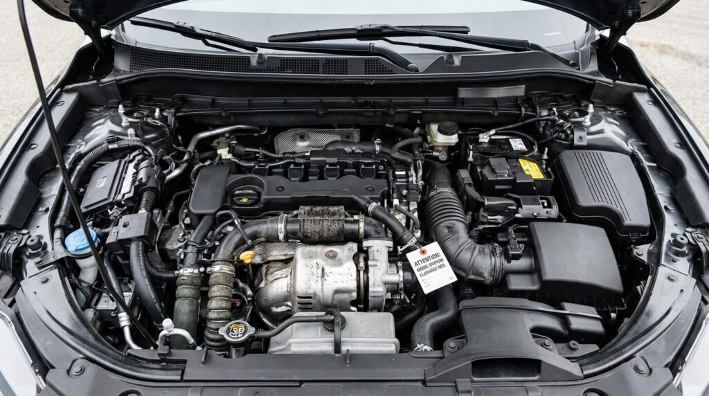 Vue sous le capot d'un Mazda CX-5 équipé du moteur 2.2 Skyactiv-D, bloc diesel complexe réputé pour ses performances mais aussi ses soucis d'encrassement
