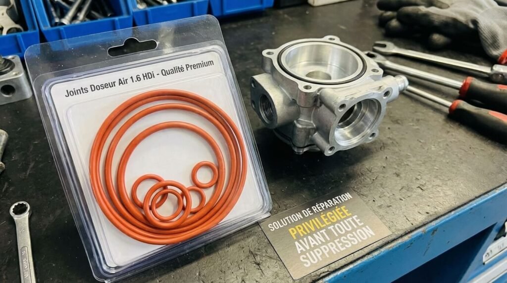Kit de joints toriques orange neufs pour doseur d'air 1.6 HDi, la solution de réparation à privilégier avant d'envisager la suppression