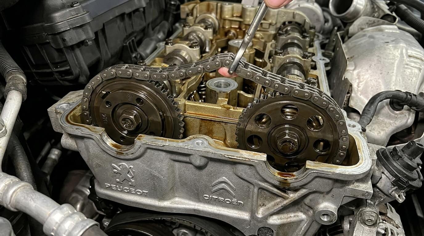 Chaîne de distribution détendue sur un moteur 1.6 THP 156 Peugeot/Citroën