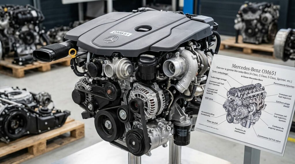 Que vaut réellement la Mercedes C 200 CDI en fiabilité moteur ? 2 Vue d'ensemble du moteur diesel OM651 équipant la gamme Mercedes.