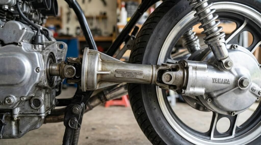 Yamaha 900 Diversion fiabilité : bilan complet d'une routière increvable à petit prix 4 Gros plan sur le système de transmission finale par cardan, gage de longévité technique.