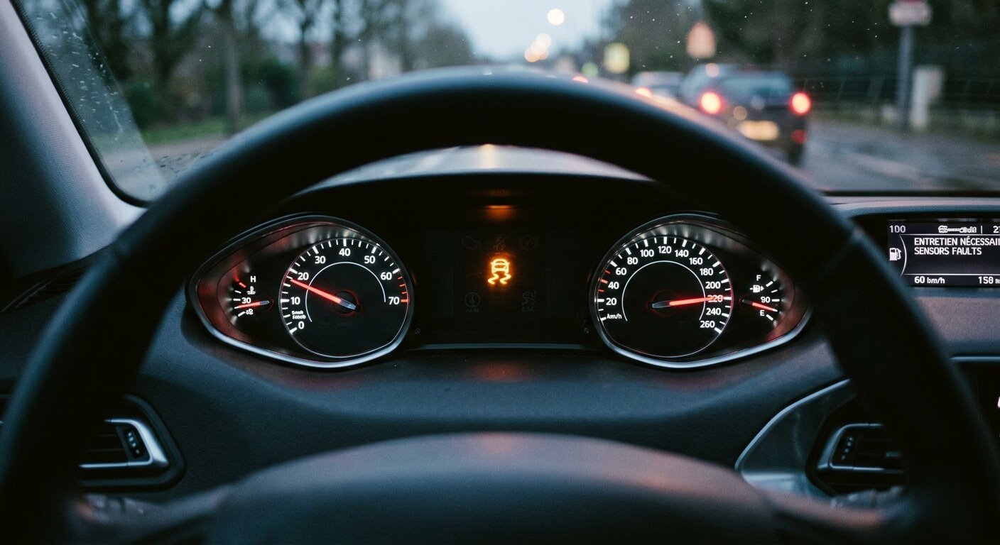 Témoin lumineux orange du système de contrôle dynamique de trajectoire (ESP/ESC) allumé.