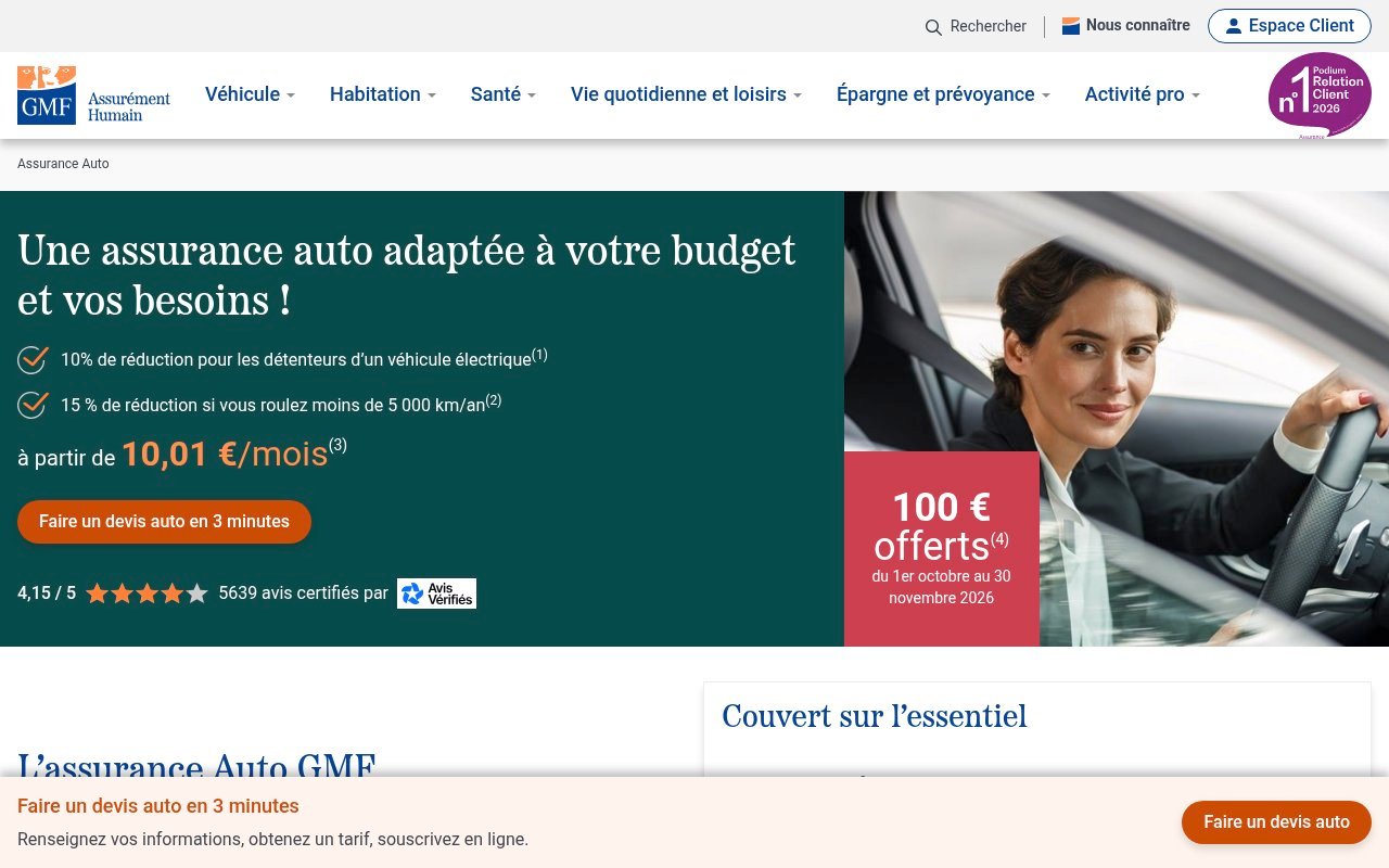 Assureurs traditionnels vs Néo-assureurs : où payer son assurance auto moins cher ? 7 Aperçu du site GMF