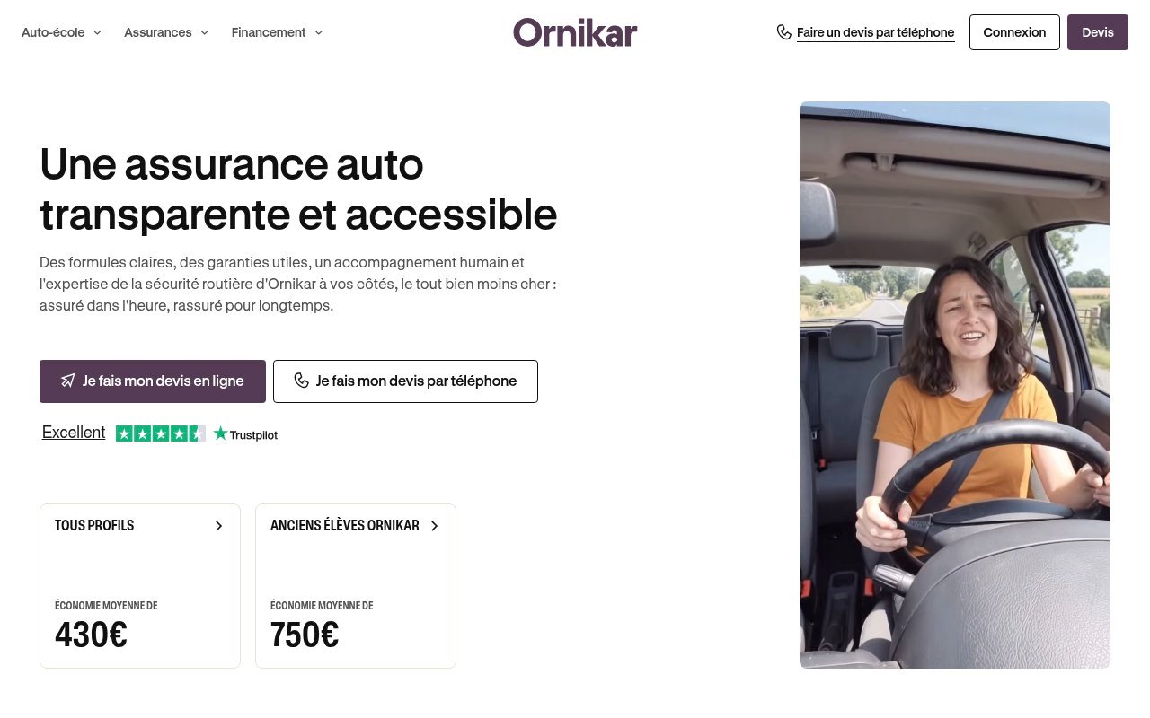 Assureurs traditionnels vs Néo-assureurs : où payer son assurance auto moins cher ? 3 Aperçu du site Ornikar