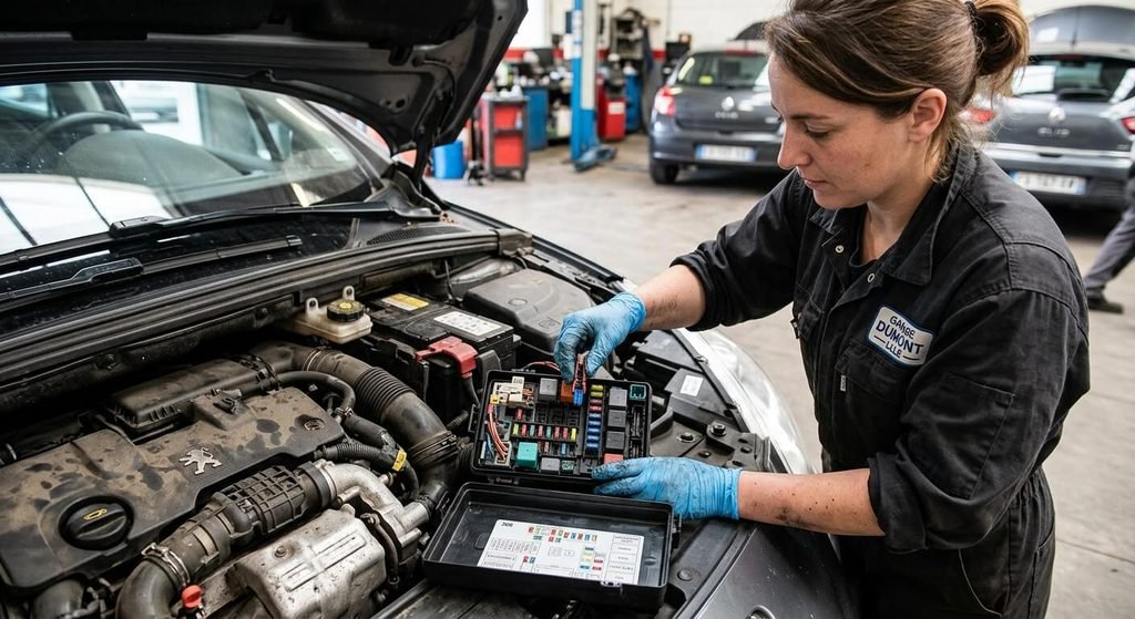 Klaxon qui ne fonctionne plus : causes de panne, diagnostic et réparations 3 Contrôle d'un fusible d'avertisseur sonore à la pince dans la boîte à fusibles moteur.