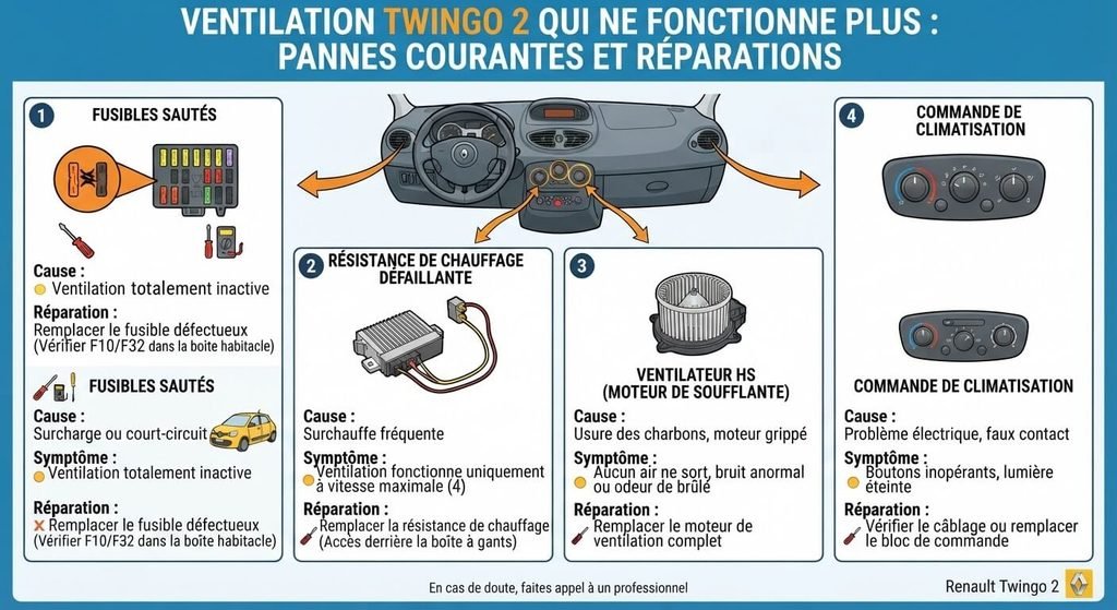 Ventilation Twingo 2 qui ne fonctionne plus : pannes courantes et réparations 3
